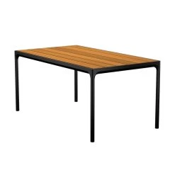 Houe Gartensitzgarnituren Set 5x Sessel Click Black Mit FOUR Gartentisch Aus Bambus Alu Black 90x160 Cm -Gartenmöbel Store 12402 0324 four dining table 160x90 cm bamboo black frame houe 1