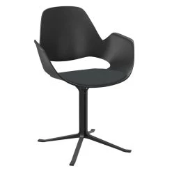 Houe FALK Stuhl Mit Armlehne Und Säulengestell Und Schale: Schwarz, Sitzkissen Anthracite