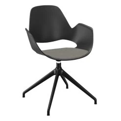 Houe FALK Stuhl Mit Armlehne Und 4 Sterngestell Und Schale: Schwarz, Sitzkissen Light Grey