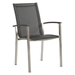 Stern Stapelsessel Evoee Edelstahl Mit Bezug Textilen Silbergrau/Aluminiumarmlehnen Anthrazit