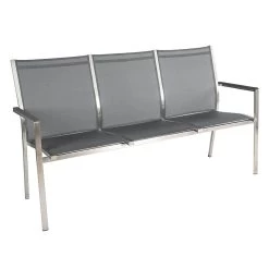 Stern Stapelbank Cardiff Edelstahl Mit Bezug Textilen Silbergrau/Aluminiumarmlehnen Anthrazit