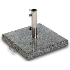 Zebra Schirmständer Basis 54 Kg Grau Granit Grau, Poliert, Edelstahl-Hülse, Rollen & Griff