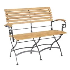 4 Seasons Bellini Klappbank 2-Sitzer Mit Teakholz Armlehnen