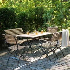 4 Seasons Bellini Klappbank 2-Sitzer Mit Teakholz Armlehnen -Gartenmöbel Store 4so belini detail fotos 1 1