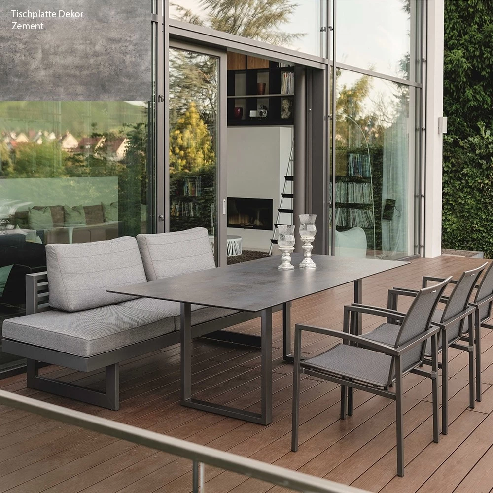 Stern Gartenmöbel-Set NEW HOLLY DINING Mit Kufentisch 200x100 Cm Dekor Zement Und 3x Stapelsessel SKELBY 3 Stern Gartenmöbel-Set NEW HOLLY DINING Mit Kufentisch 200x100 Cm Dekor Zement Und 3x Stapelsessel SKELBY