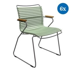 6x Gartenstuhle Set Houe CLICK Gartenstuhl Mit Armlehne - Dusty Green
