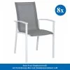 8x Stern Evoee Stapelsessel Weiß Mit Textilenbezug Silber Und Aluminiumarmlehnen Weiß