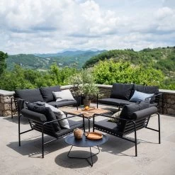 Houe AVON Loungesessel Kissen: Leaf. Gestell: Black -Gartenmöbel Store avon set black char eyelet black houe c0844 40