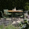 Houe Gartensitzgarnituren Set 4x Sessel Click Olive Green Mit CIRCLE Gartentisch Aus Bambus Ø110