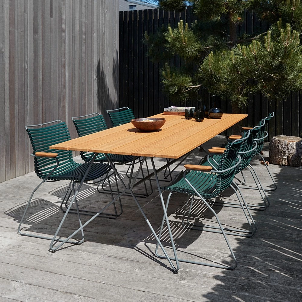 Houe Gartensitzgarnituren Set 6x Sessel Click Pine Green Mit SKETCH Gartentisch Aus Bambus 220x88 Cm 3 Houe Gartensitzgarnituren Set 6x Sessel Click Pine Green Mit SKETCH Gartentisch Aus Bambus 220x88 Cm