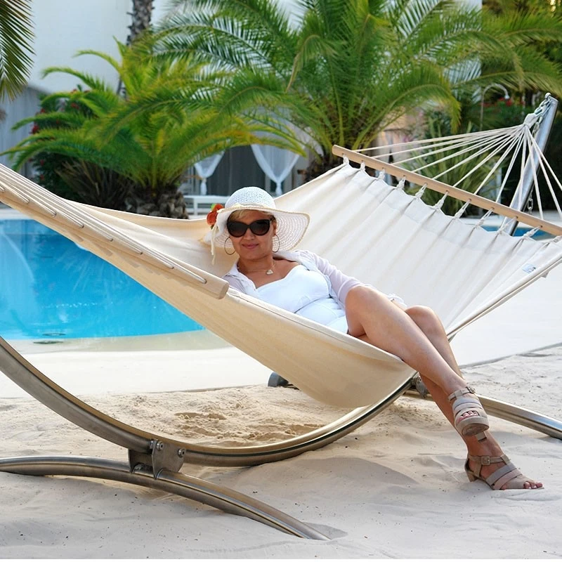 Luxus Hängemattenset Lola ROYAL DELUXE Edelstahlgestell Mit Wetterfester Stabhängematte Hawaii 8 Luxus Hängemattenset Lola ROYAL DELUXE Edelstahlgestell Mit Wetterfester Stabhängematte Hawaii – Bild 6
