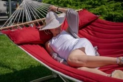 Hängemattenset Lola ROYAL DELUXE Mit Luxus Stabhängematte American FUEGO RED -Gartenmöbel Store garten deals american fuego red mit chico alpha 16