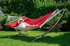 Hängemattenset Lola ROYAL DELUXE Mit Luxus Stabhängematte American FUEGO RED -Gartenmöbel Store garten deals american fuego red mit chico alpha 4
