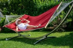 Hängemattenset Lola ROYAL DELUXE Mit Luxus Stabhängematte American FUEGO RED -Gartenmöbel Store garten deals american fuego red mit chico alpha 5