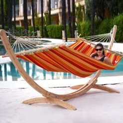 Hängematten-Set Ares Arc Lärche Naturbelassen Mit Stabhängematte XL Jamaica Dolce Vita -Gartenmöbel Store garten deals haengematten set ares arc larche mit stabhaengematte xl jamaica dolce vita 44958 1