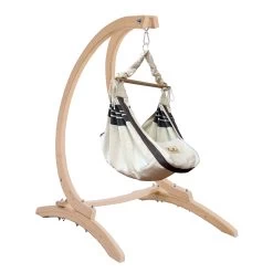 Lola BABY-SET Mit Babyhängematte YoYo Cappuccino Und Thermomatratze ÖKO-TEX Und Holzgestell CARRELLO