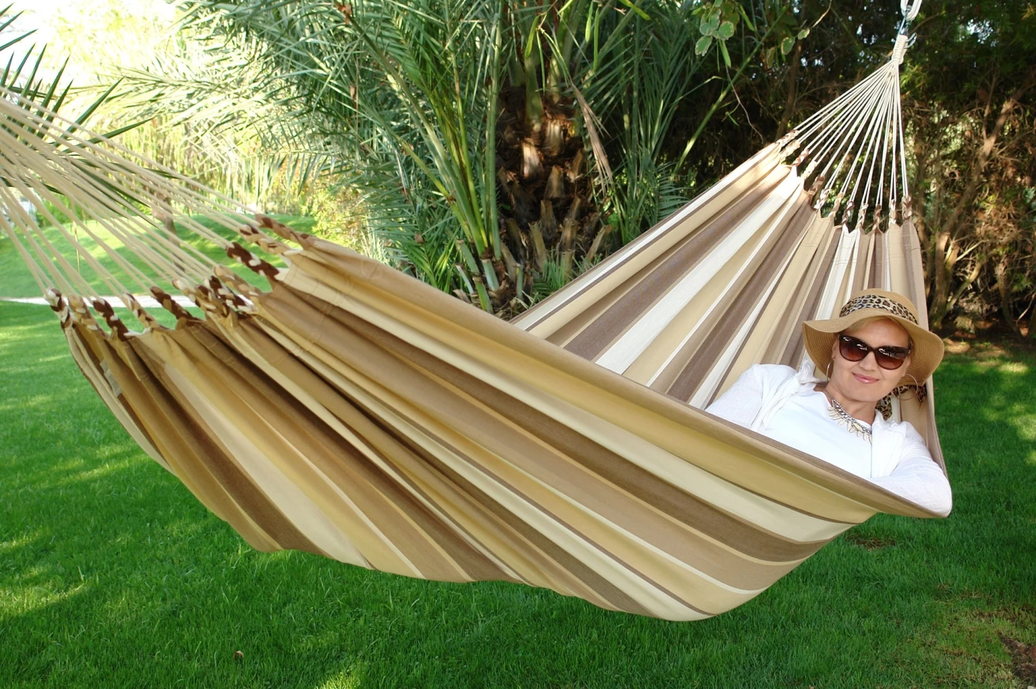 Doppel-Hängematte Jamaica Cappuccino Baumwolle 5 Doppel-Hängematte Jamaica Cappuccino Baumwolle – Bild 3