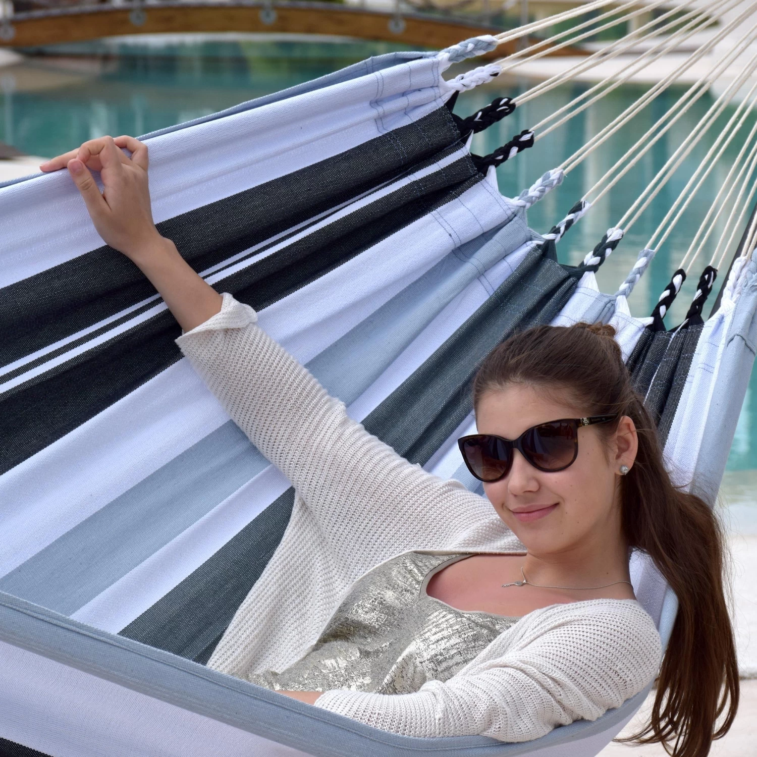 Doppel-Hängematte XL Jamaica Negro-elegance Baumwolle 6 Doppel-Hängematte XL Jamaica Negro-elegance Baumwolle – Bild 4