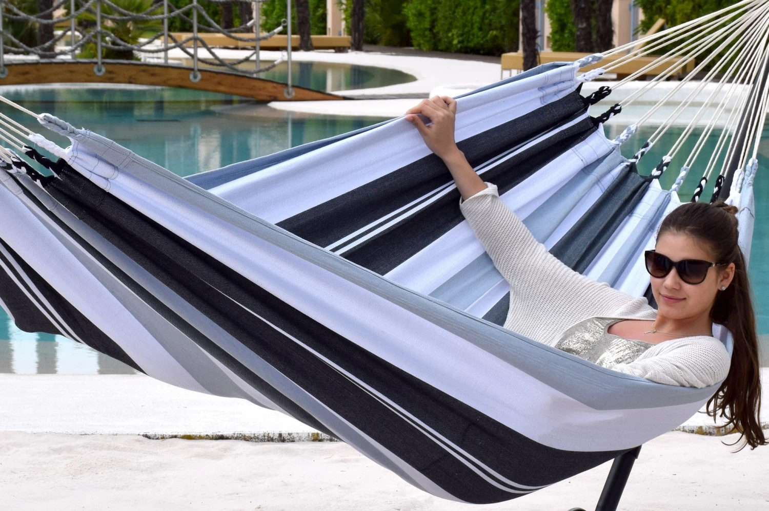 Doppel-Hängematte XL Jamaica Negro-elegance Baumwolle 8 Doppel-Hängematte XL Jamaica Negro-elegance Baumwolle – Bild 6