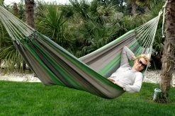 Doppel-Hängematte Santiago Taupe-Oliva Baumwolle -Gartenmöbel Store garten deals lola hangematte xl santiago taupe oliva 96770 2