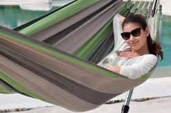 Doppel-Hängematte Santiago Taupe-Oliva Baumwolle -Gartenmöbel Store garten deals lola hangematte xl santiago taupe oliva 96770 6