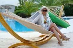 Lola Luxus Stab Hängematte Single Gefüttert Canada Steingrau-Grün -Gartenmöbel Store garten deals lola stab haengematte canada steingrau grun 96671 10