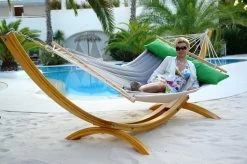 Lola Luxus Stab Hängematte Single Gefüttert Canada Steingrau-Grün -Gartenmöbel Store garten deals lola stab haengematte canada steingrau grun 96671 7