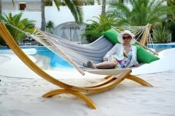 Lola Luxus Stab Hängematte Single Gefüttert Canada Steingrau-Grün -Gartenmöbel Store garten deals lola stab haengematte canada steingrau grun 96671 8