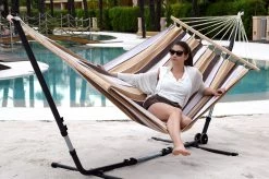 Doppel-Stabhängematte Jamaica Cappuccino Baumwolle -Gartenmöbel Store garten deals lola stabhangematte xl jamaica cappuccino 112026 8