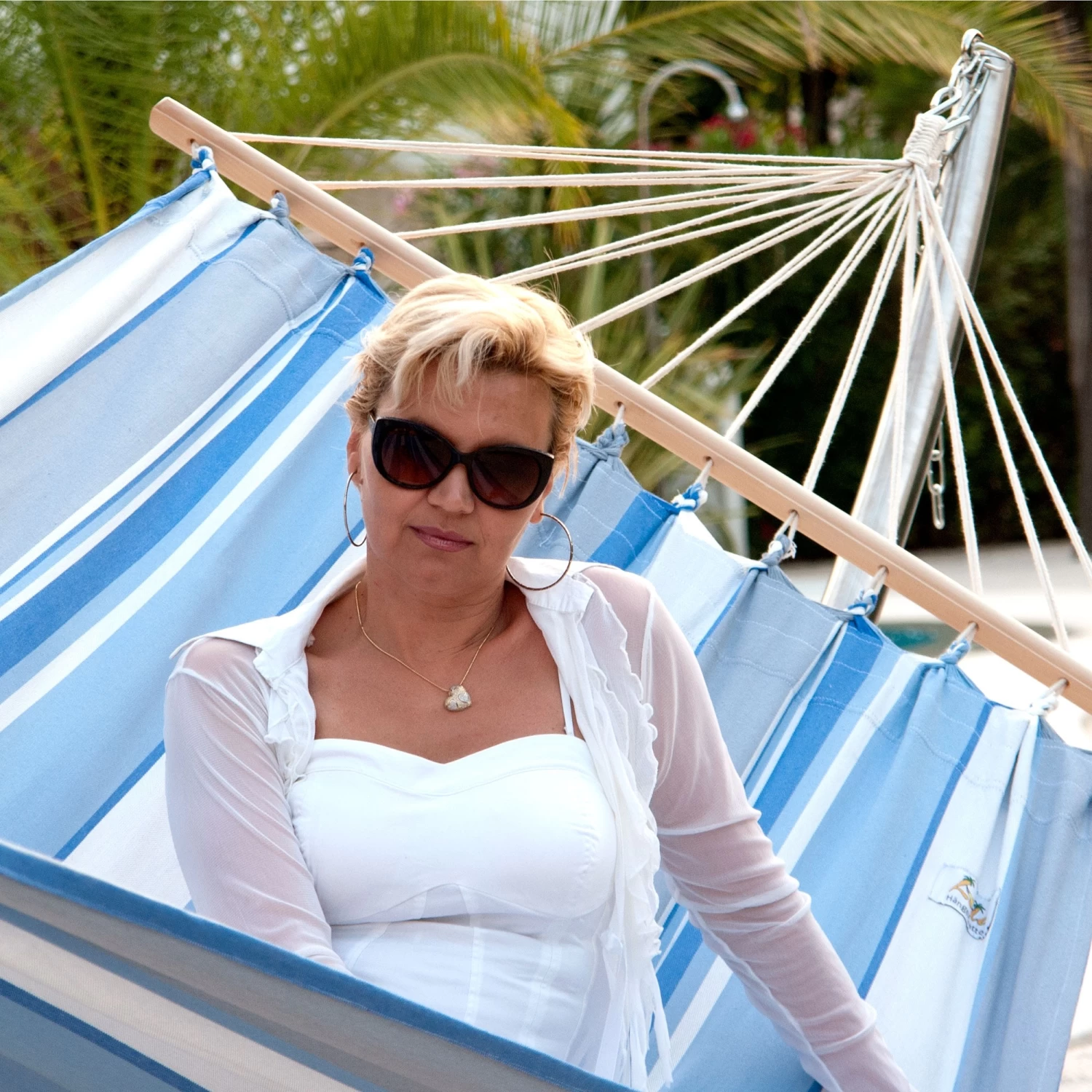 Doppel-Stabhängematte Jamaica Marine Baumwolle 7 Doppel-Stabhängematte Jamaica Marine Baumwolle – Bild 5