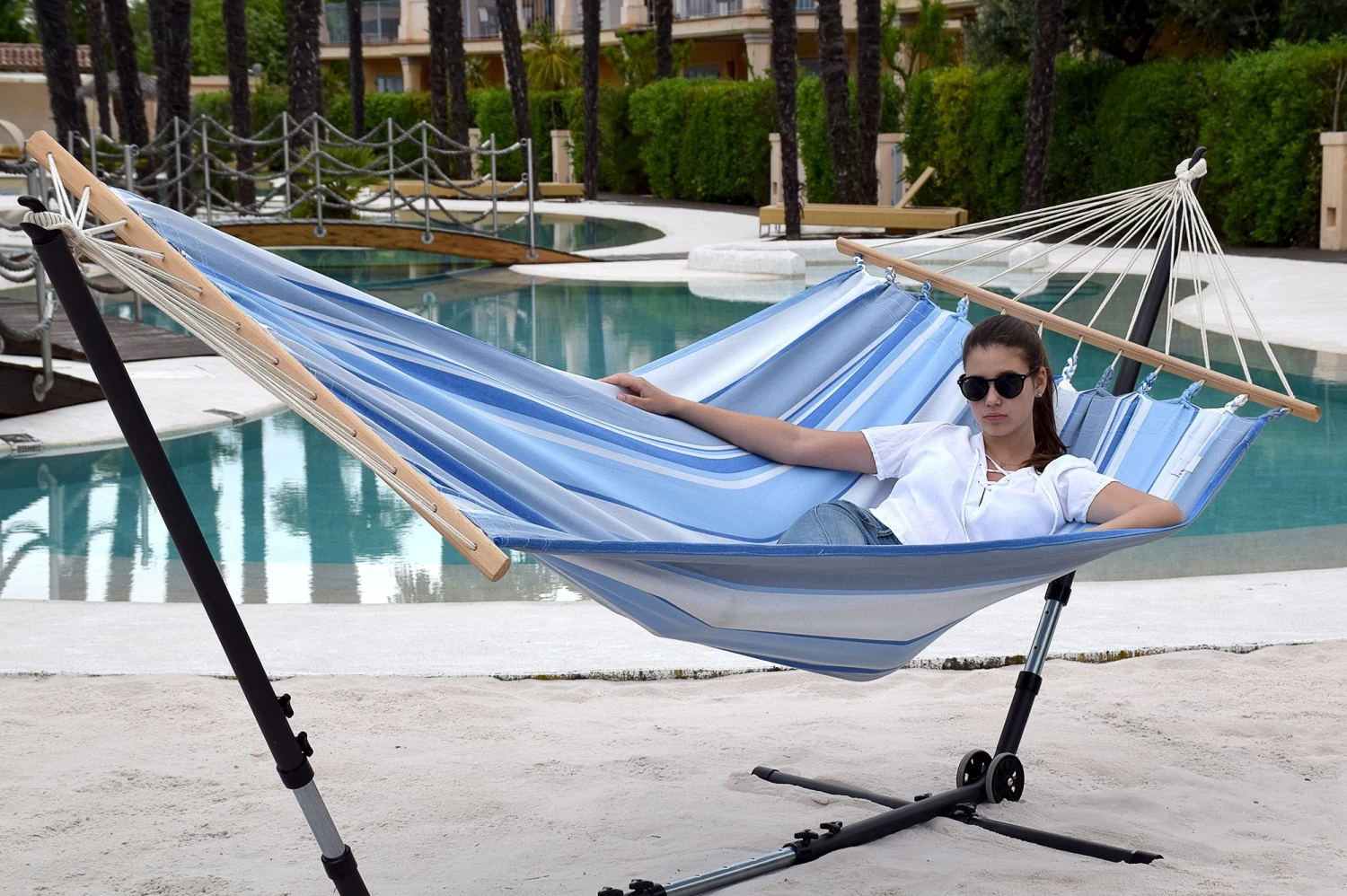 Doppel-Stabhängematte Jamaica Marine Baumwolle 11 Doppel-Stabhängematte Jamaica Marine Baumwolle – Bild 9