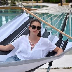 Doppel-Stabhängematte Jamaica Negro-Elegance Baumwolle -Gartenmöbel Store garten deals lola stabhangematte xl jamaica negro elegance 112023 1 1