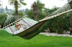 Doppel-Stabhängematte Santiago Taupe-Oliva Baumwolle -Gartenmöbel Store garten deals lola stabhangematte xl santiago taupe oliva 96787 2