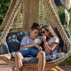 Lola Hängesofa Nido Royal Wetterfest Natur Mit Kissen Anthracite Modell 2 - Kollektion 2019 -Gartenmöbel Store garten deals nido royal natur kissen anthrazit m2 45000 12