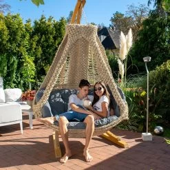 Lola Hängesofa Nido Royal Wetterfest Natur Mit Kissen Anthracite Modell 2 - Kollektion 2019 -Gartenmöbel Store garten deals nido royal natur kissen anthrazit m2 45000 13