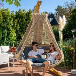 Lola Hängesofa Nido Royal Wetterfest Natur Mit Kissen Anthracite Modell 2 - Kollektion 2019 -Gartenmöbel Store garten deals nido royal natur kissen anthrazit m2 45000 14