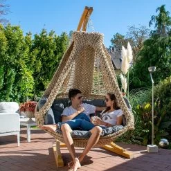 Lola Hängesofa Nido Royal Wetterfest Natur Mit Kissen Anthracite Modell 2 - Kollektion 2019 -Gartenmöbel Store garten deals nido royal natur kissen anthrazit m2 45000 15