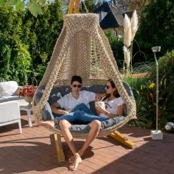 Lola Hängesofa Nido Royal Wetterfest Natur Mit Kissen Anthracite Modell 2 - Kollektion 2019 -Gartenmöbel Store garten deals nido royal natur kissen anthrazit m2 45000 16