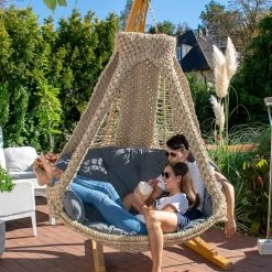 Lola Hängesofa Nido Royal Wetterfest Natur Mit Kissen Anthracite Modell 2 - Kollektion 2019 -Gartenmöbel Store garten deals nido royal natur kissen anthrazit m2 45000 20