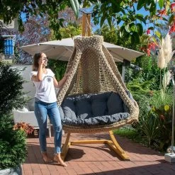 Lola Hängesofa Nido Royal Wetterfest Natur Mit Kissen Anthracite Modell 2 - Kollektion 2019 -Gartenmöbel Store garten deals nido royal natur kissen anthrazit m2 45000 3