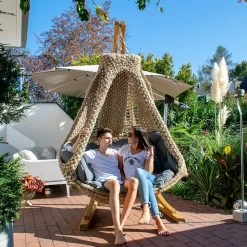 Lola Hängesofa Nido Royal Wetterfest Natur Mit Kissen Anthracite Modell 2 - Kollektion 2019 -Gartenmöbel Store garten deals nido royal natur kissen anthrazit m2 45000 6