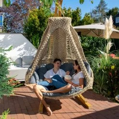 Lola Hängesofa Nido Royal Wetterfest Natur Mit Kissen Anthracite Modell 2 - Kollektion 2019 -Gartenmöbel Store garten deals nido royal natur kissen anthrazit m2 45000 8