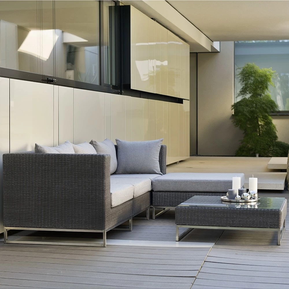 Stern Fontana Lounge-Set 2 Gestell Edelstahl / Geflecht Basaltgrau 3 Stern Fontana Lounge-Set 2 Gestell Edelstahl / Geflecht Basaltgrau