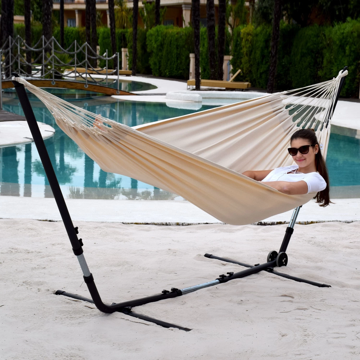 Universal Anthrazit Hängematten-Metallgestell + Lola Hängematte XL Jamaica Natura Double 9 Universal Anthrazit Hängematten-Metallgestell + Lola Hängematte XL Jamaica Natura Double – Bild 7