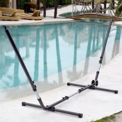 Lola Brasil UNIVERSAL GRANDE Light Hängemattengestell Aus Metall Mit Rad, Anthrazit -Gartenmöbel Store garten deals univerzal anthrazit haengematten metallgestell bis 370cm 2 1 1