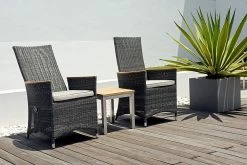 ZEBRA Relaxsessel STATUS Geflecht Grey Black, Alu-Rahmen Und Teakarmlehnen, Verstellbare Rückenlehne -Gartenmöbel Store garten deals zebra 20128 status relaxgrau schwarz 5
