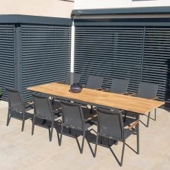 Zebra Hudson Ausziehtisch Edelstahl, Teaktischplatte Gebürstet, Ausziehbar, Graphite 230/315x100 Cm -Gartenmöbel Store garten deals zebra 3450 hudson tisch edelstahl graphite 3