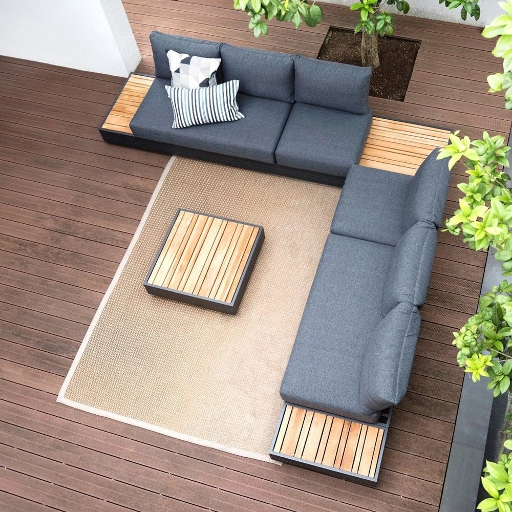 Zebra Cubo Lounge Kaffeetisch Aluminium Graphite, Teaktischplatte 74x74 Cm 5 Zebra Cubo Lounge Kaffeetisch Aluminium Graphite, Teaktischplatte 74x74 Cm – Bild 3