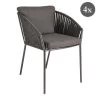 Stern 4x Cliff Stapelsessel Set Aluminium Anthrazit Rope Grau -Gartenmöbel Store gd 4x stern sessel cliff alu rope 48713