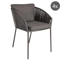 Stern 4x Cliff Stapelsessel Set Aluminium Anthrazit Rope Grau